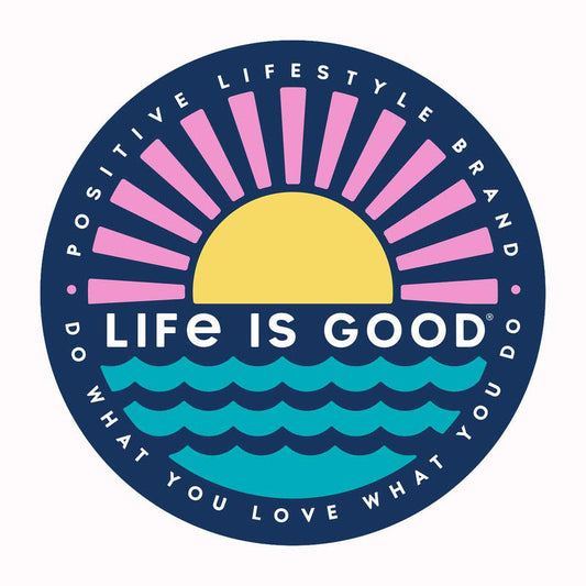 Life Is Good 4" Sticker: SUNSET ON THE WATER
