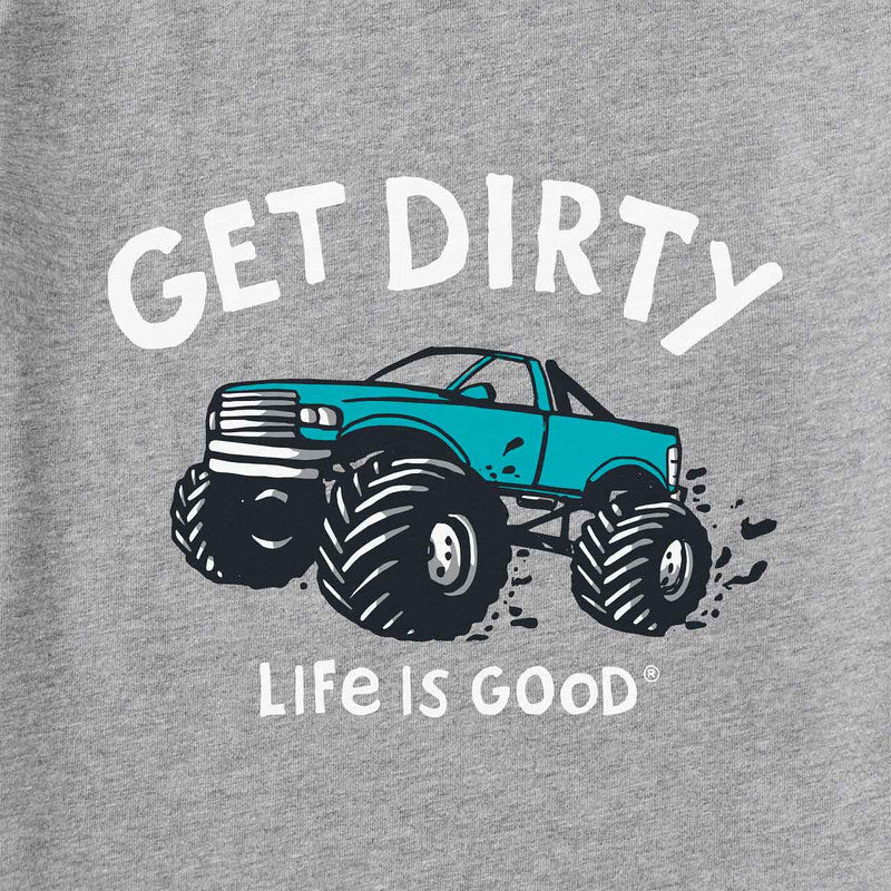 Life is Good Kids SS Crusher Tee Get Dirty Truck HTR GRAY