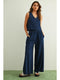 Miou Muse W Dye And Wash Knitted Top INDIGO BLUE