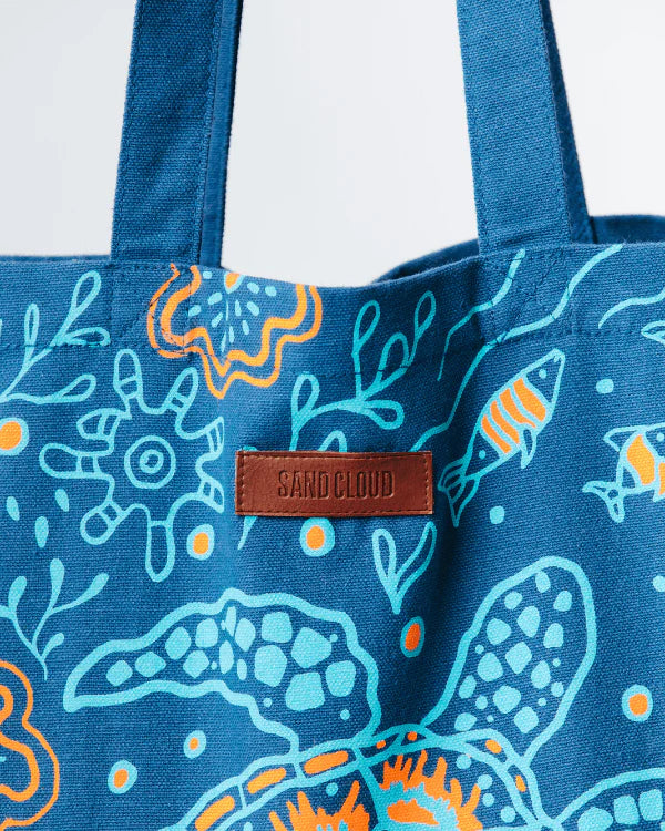 Sand Cloud Reef Turtles Everyday Tote DEEP OCEAN
