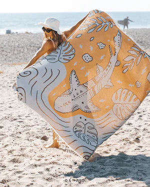 Sand Cloud Monstera Shark Beach Towel LG ORANGE