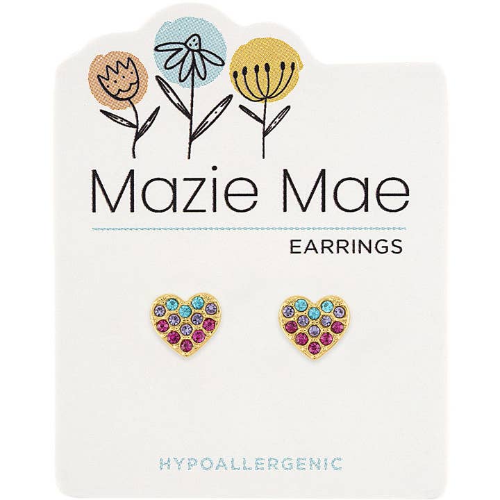Mazie Mae Multicolor Heart Studs GOLD