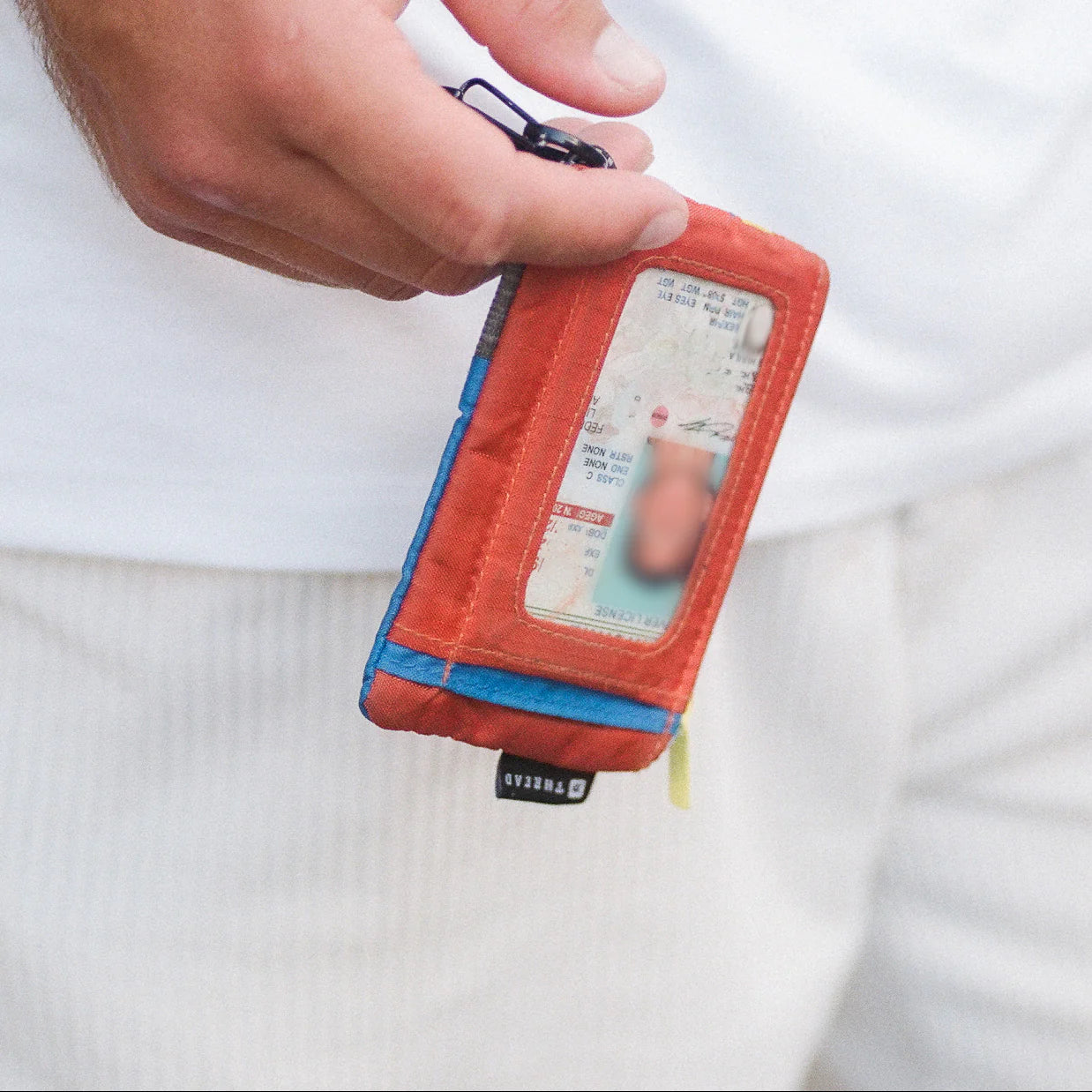 Thread Color Block Pouch Wallet RED