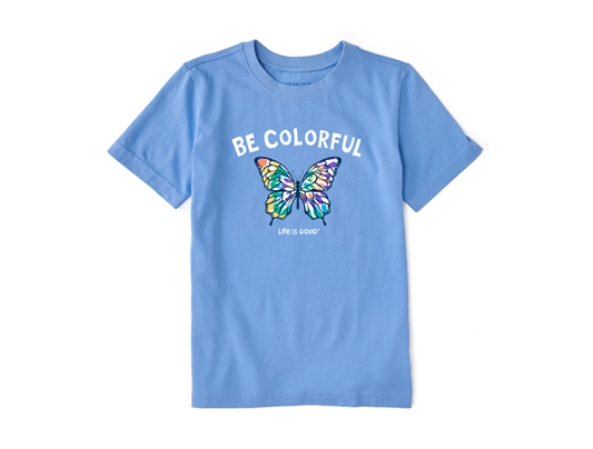 Life Is Good Kids Crusher Tee Be Colorful Butterfly CORNFLOWER BLUE