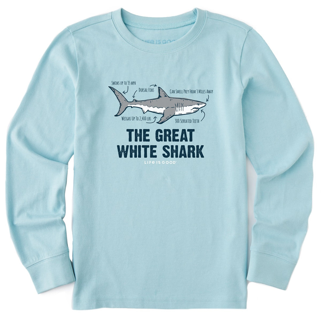 Life Is Good Kids LS Crusher Tee Great White BEACH BLUE