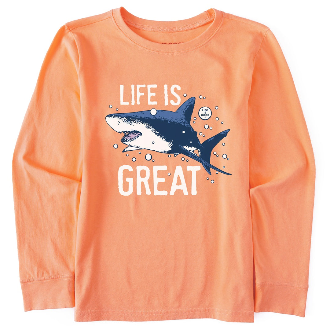 Life Is Good Kids LS Crusher Life Is Great Shark ORANGE