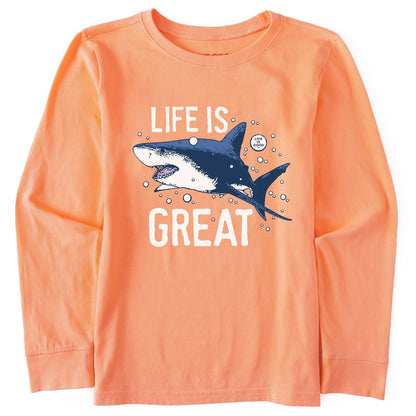 Life Is Good Kids LS Crusher Life Is Great Shark ORNG