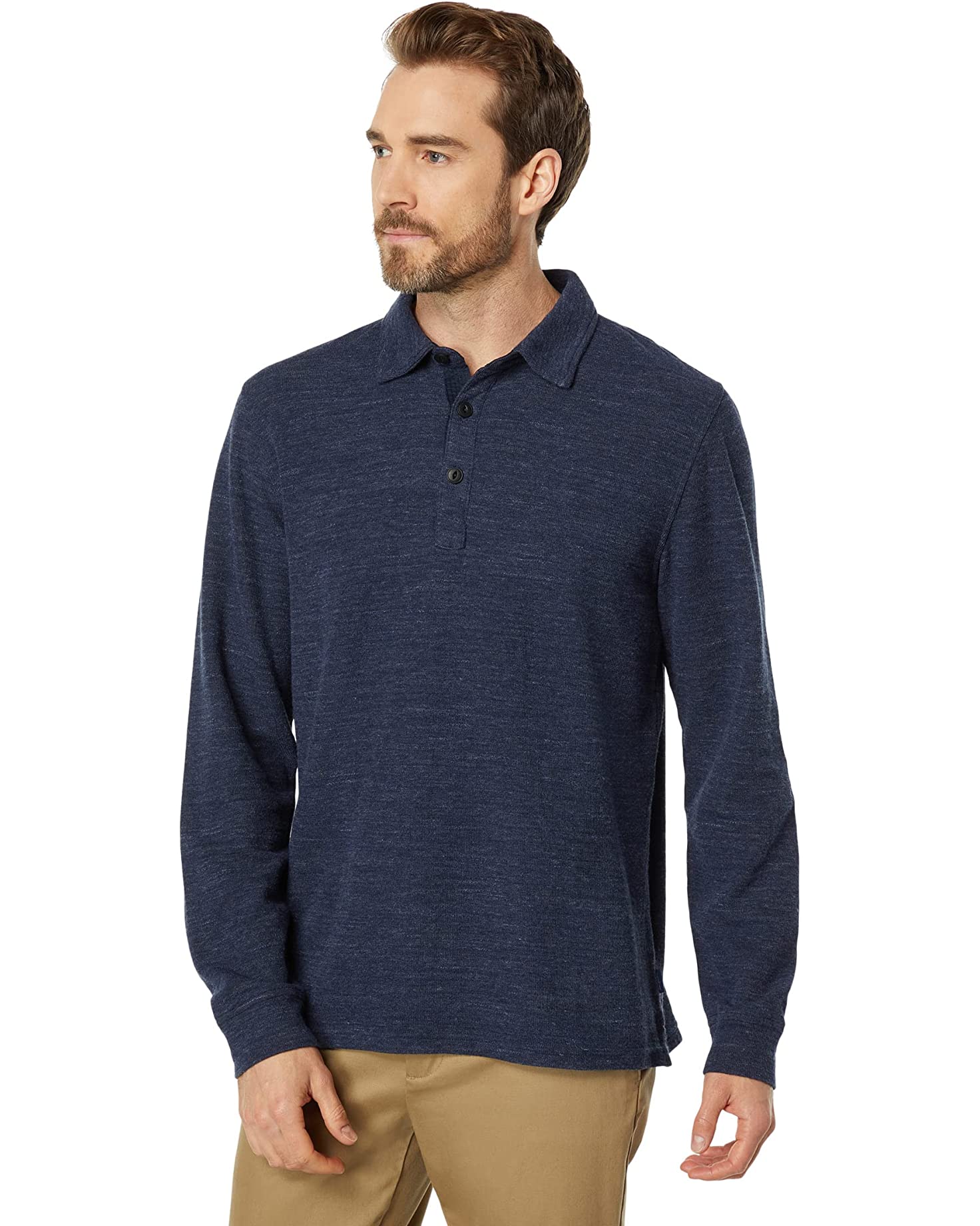 Vineyard Vines M LS Textured Polo NAUTICAL NAVY