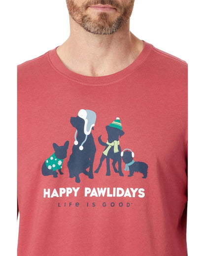 Life is Good M LS Crusher Tee Happy Pawliday FADED RED
