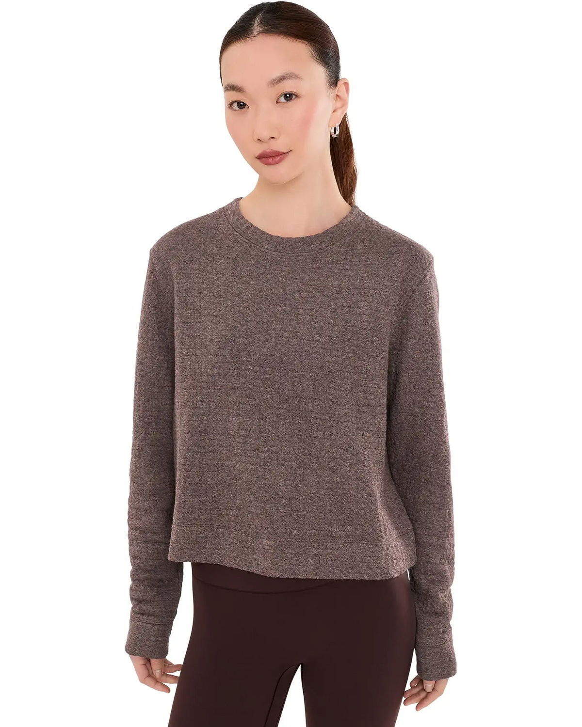 Tasc W Sedona Quilt Sweatshirt MOCHA HEATHER