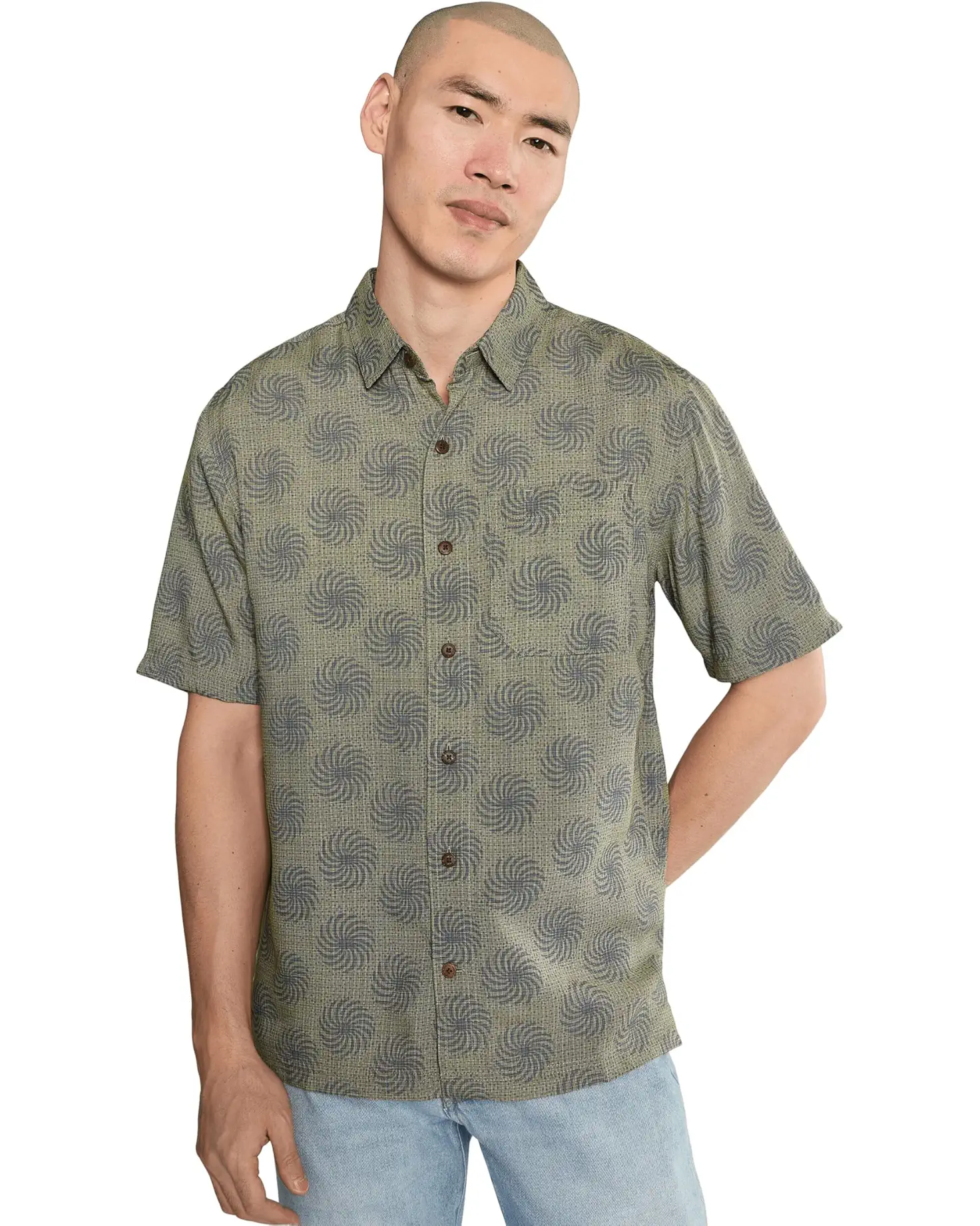 Royal Robbins M SS Camino Pucker Shirt OLIVE RAY PRINT