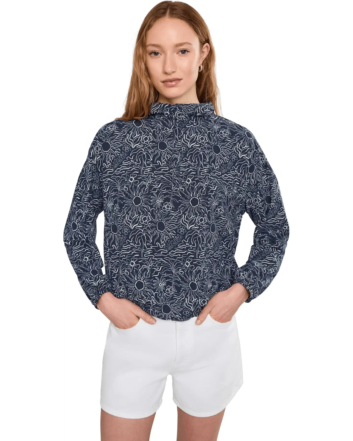Royal Robbins W Salathe Sun Hoodie NAVAL SOLAR PRINT