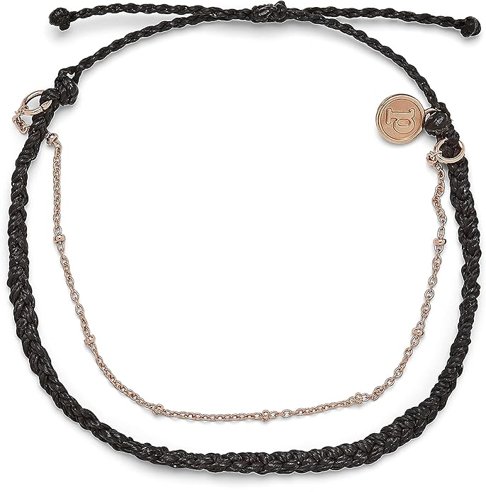 Pura Vida Satellite Chain Rose Gold Anklet BLACK