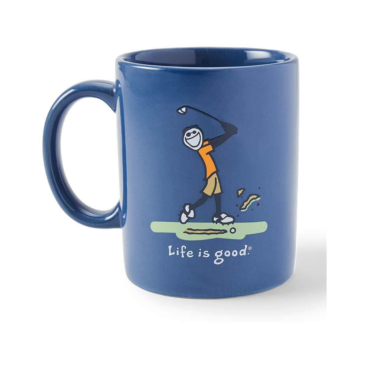 Life Is Good Jake's Mug Golfing VINTAGE BLUE