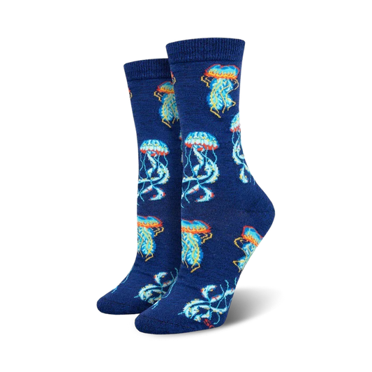 Socksmith W Bamboo Deep Sea Jellies Heather NAVY