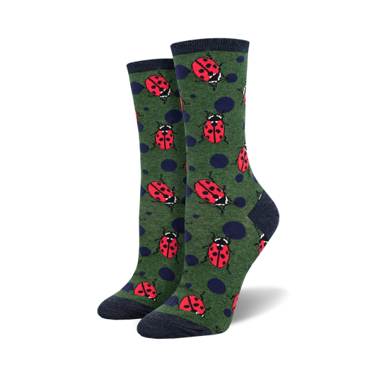 Socksmith W Ladybugs GREEN HEATHER