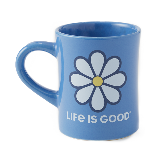 Life is Good Diner Mug LIG Daisy Icon CORNFLOWER BLUE