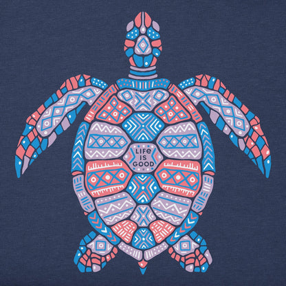Life Is Good W SS Crusher Tribal Turtle DARK BLUE
