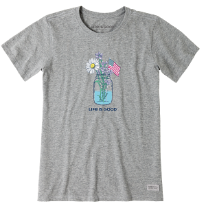 Life is Good W SS Crusher Tee Americana Jar HEATHER GRAY