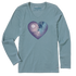 Life is Good W LS Crusher-Lite Tee Pawprints Heart SMOKY BLUE