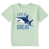 Life is Good Kids SS Crusher Tee Life is Great Shark SAGE GREEN