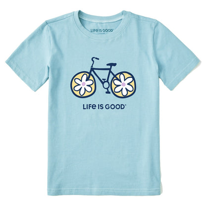 Life Is Good Kids Crusher Tee Flower Bike BEACH BLUE