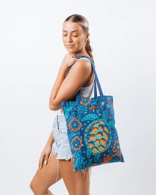 Sand Cloud Reef Turtles Everyday Tote DEEP OCEAN
