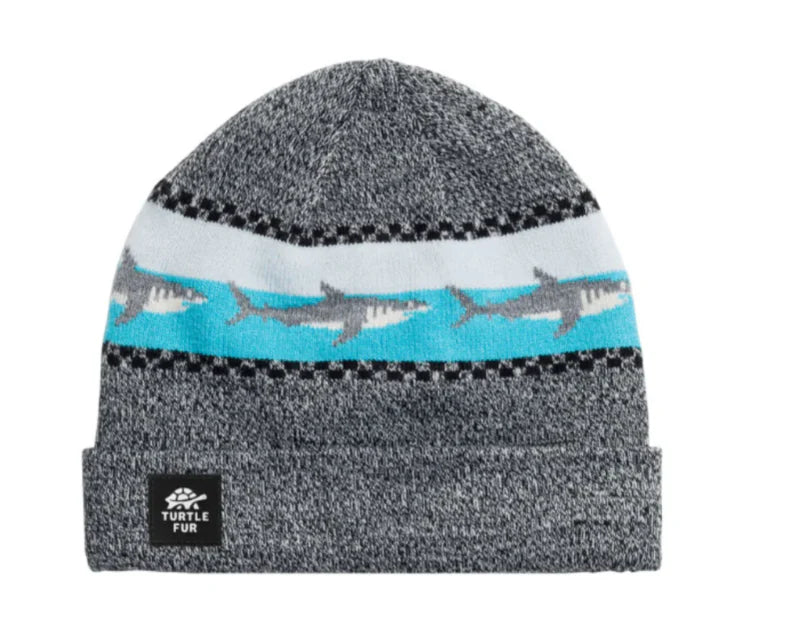 Turtle Fur Kids Shark Attack Beanie GRAY