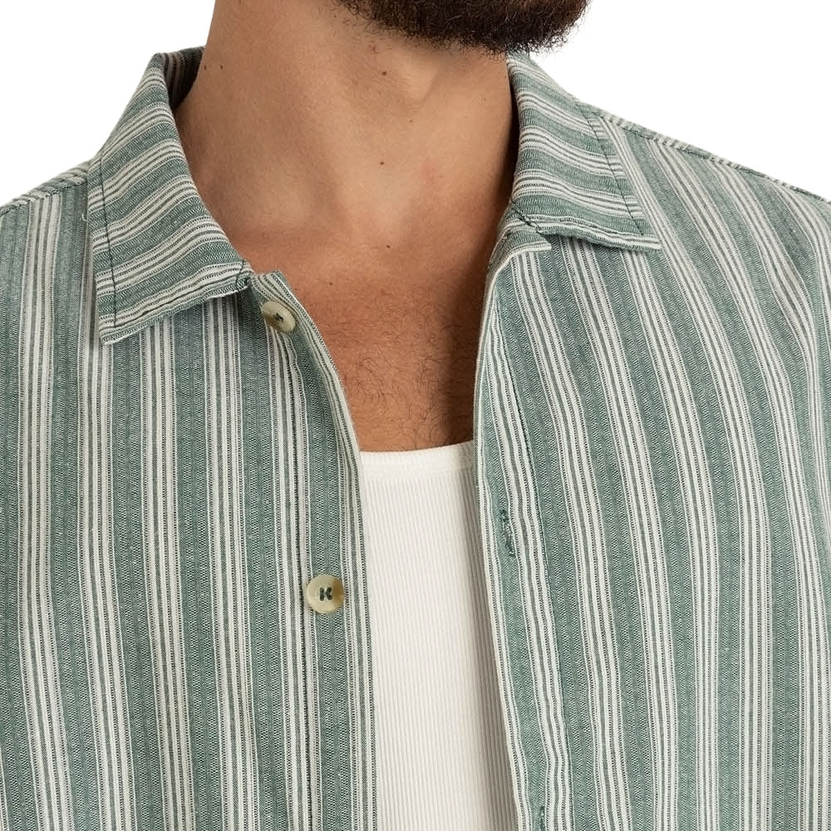 Rhythm M SS Butcher Stripe Relaxed Shirt TEAL