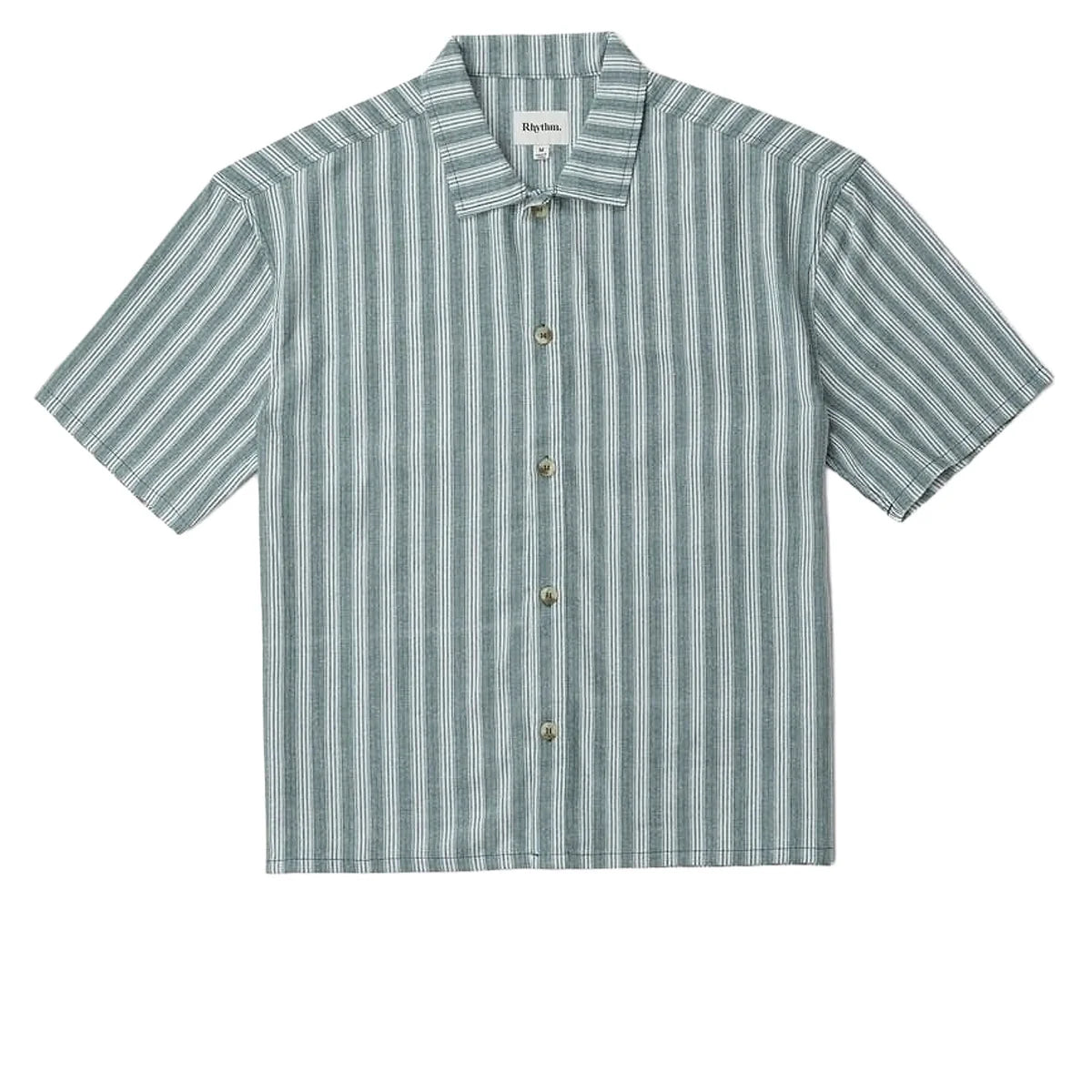 Rhythm M SS Butcher Stripe Relaxed Shirt TEAL