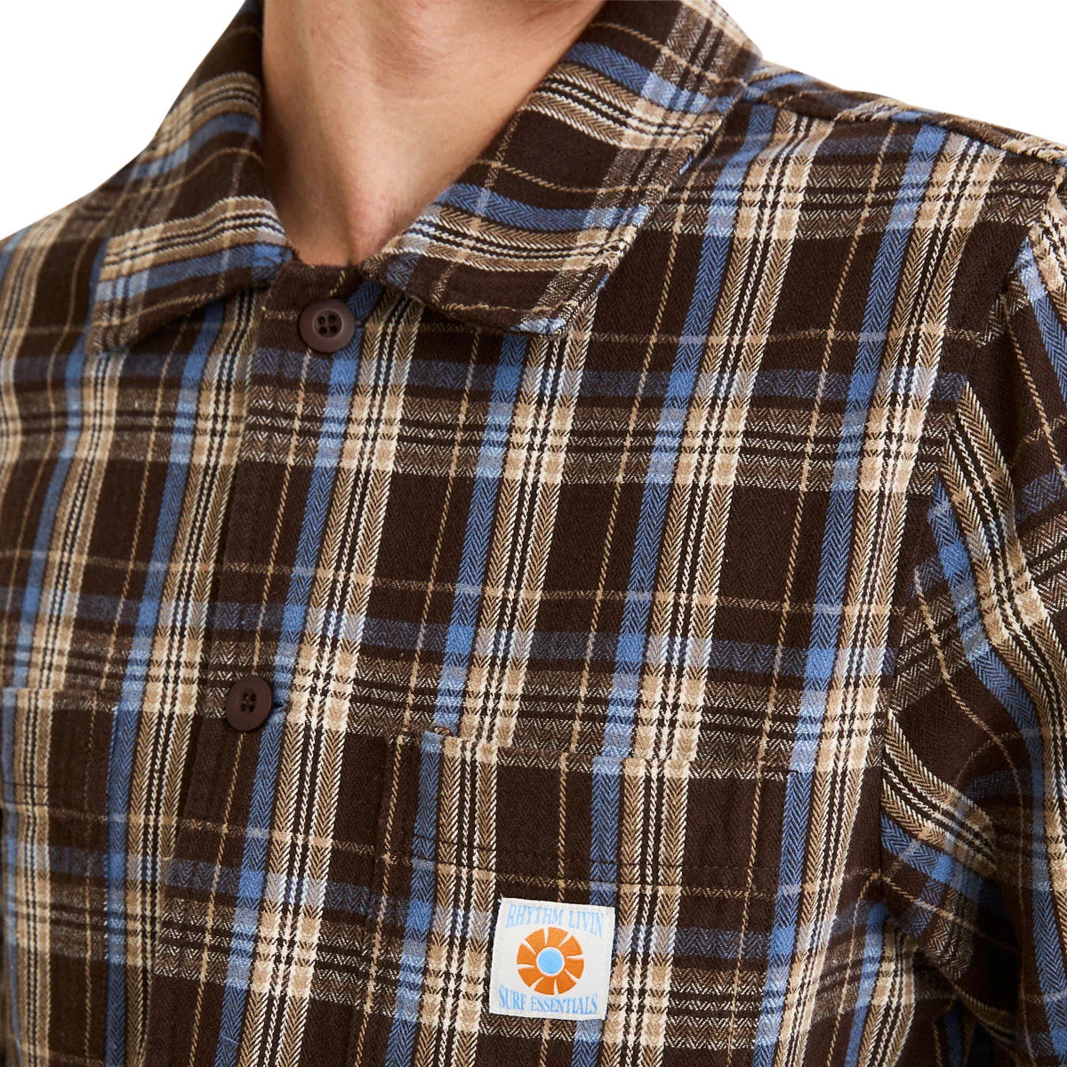 Rhythm M LS Alex Check Shirt CHESTNUT
