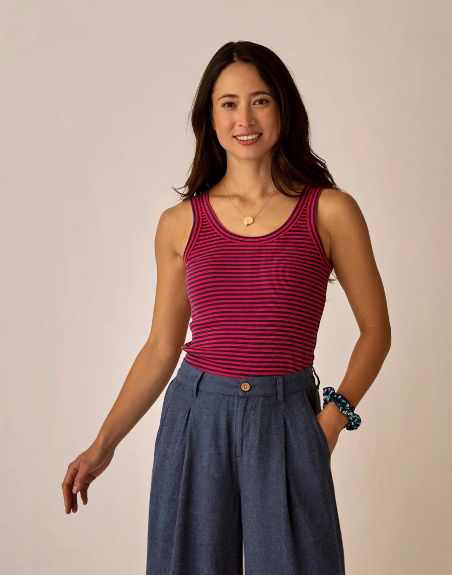 Carve Designs W Ever Rib Tank JULY STRIPE