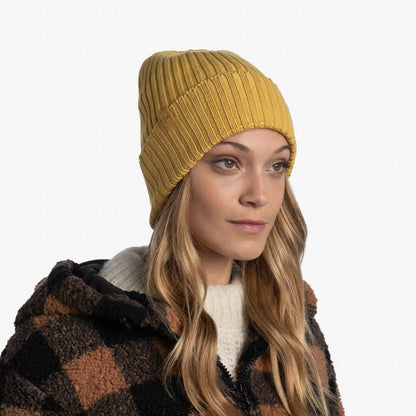 Buff Knitted Beanie Hat Norval HONEY