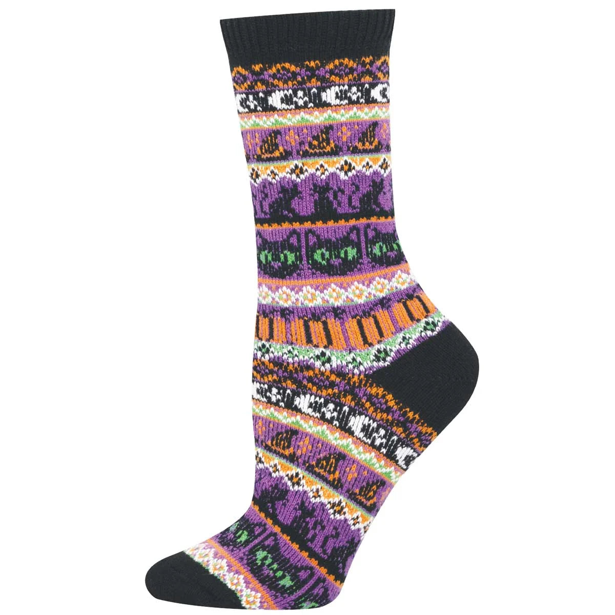 Socksmith W Black Cat Voodoo Sweater Sock BLACK