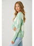Mystree W Floral Flocked Sweater PASTEL GREEN