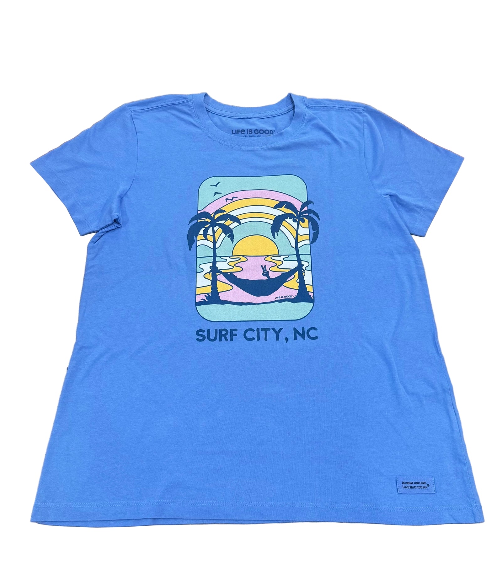 Life Is Good W SS Crusher Lite Groovy Hammock Surf City CORNFLOWER BLUE