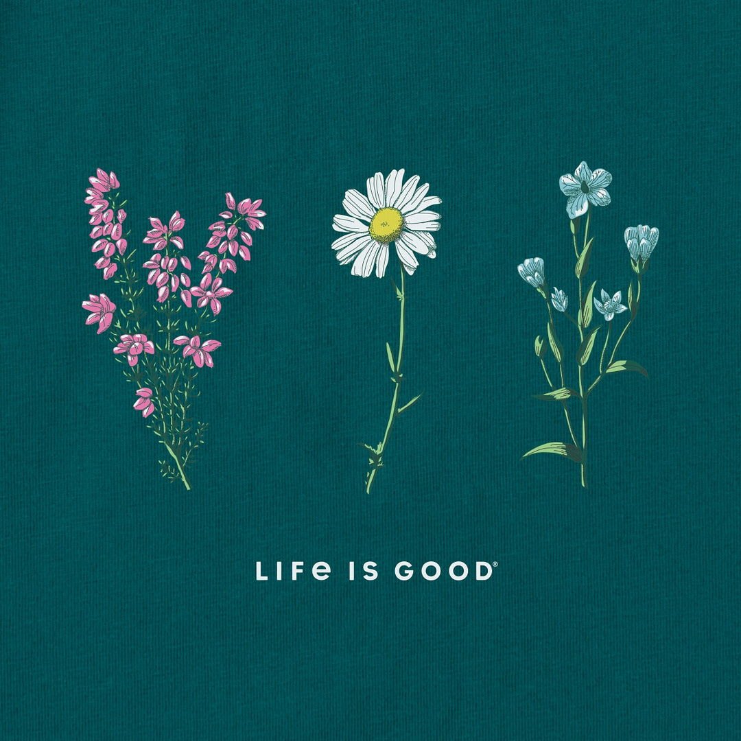 Life is Good W LS Crusher Tee Detailed Wildflower MALLARD GREEN