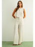 Miou Muse W Jacquard Linen Twist Back Top WHITE