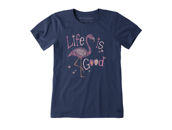 Life is Good W SS Crusher Tee Lite Daisy Flamingo DARKEST BLUE