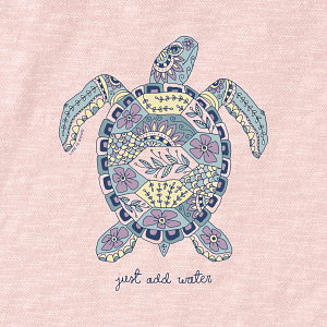 Life is Good W Slub Tank Sea Turtle Doodle HIMALAYAN PINK