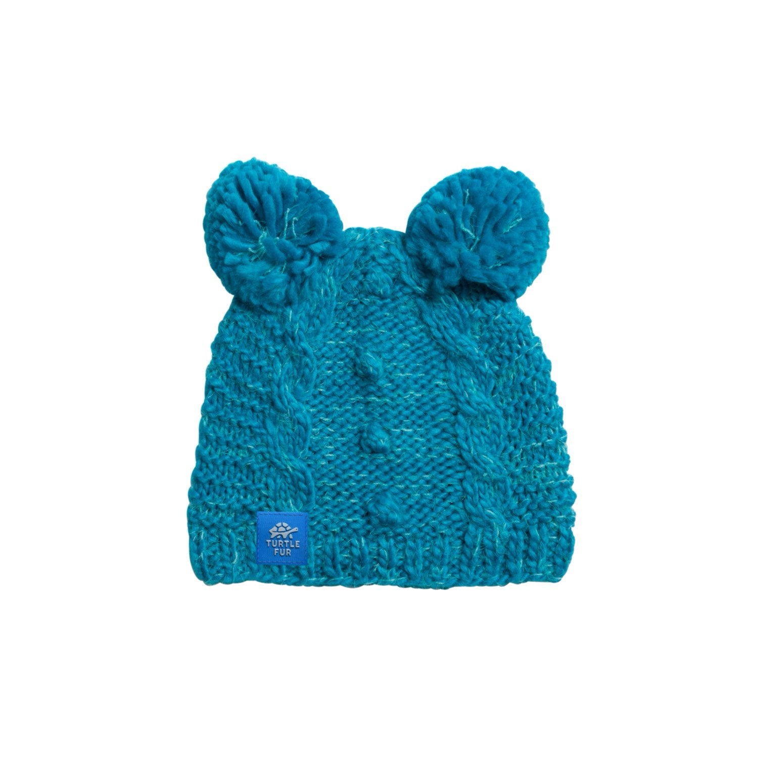 Turtle Fur Kids Fluff Balls Beanie TURQUOISE
