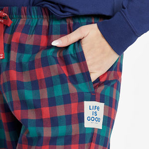 Life is Good W Classic Sleep Pant Holiday Red Checkered FADED RED