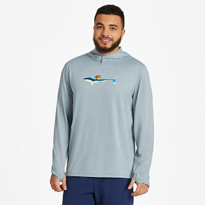 Life is good M Active LS Hooded Tee Sharkscape SMOKY BLUE