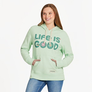 Life is Good W Simply True Hoodie Daisies SAGE GREEN