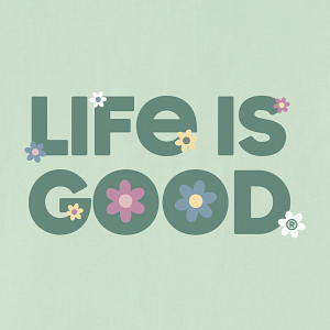 Life is Good W Simply True Hoodie Daisies SAGE GREEN