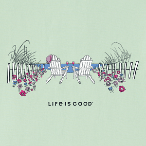 Life is Good W LS Crusher Vee Beach Path SAGE GREEN