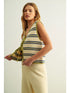 Miou Muse W Striped Knit Vest GREEN / NAVY