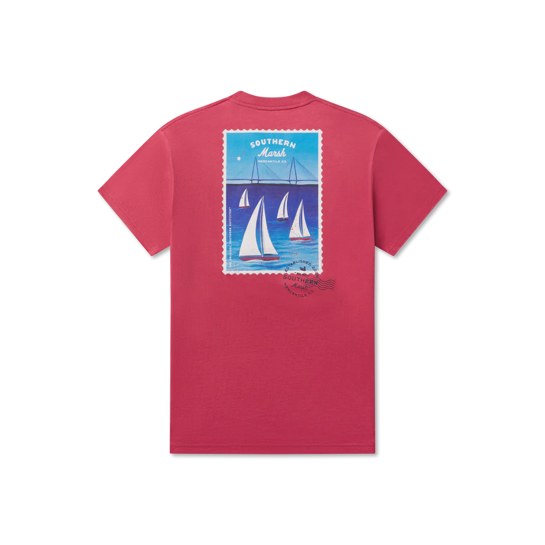 Southern Marsh M SS Regatta Sails Tee RHUBARB