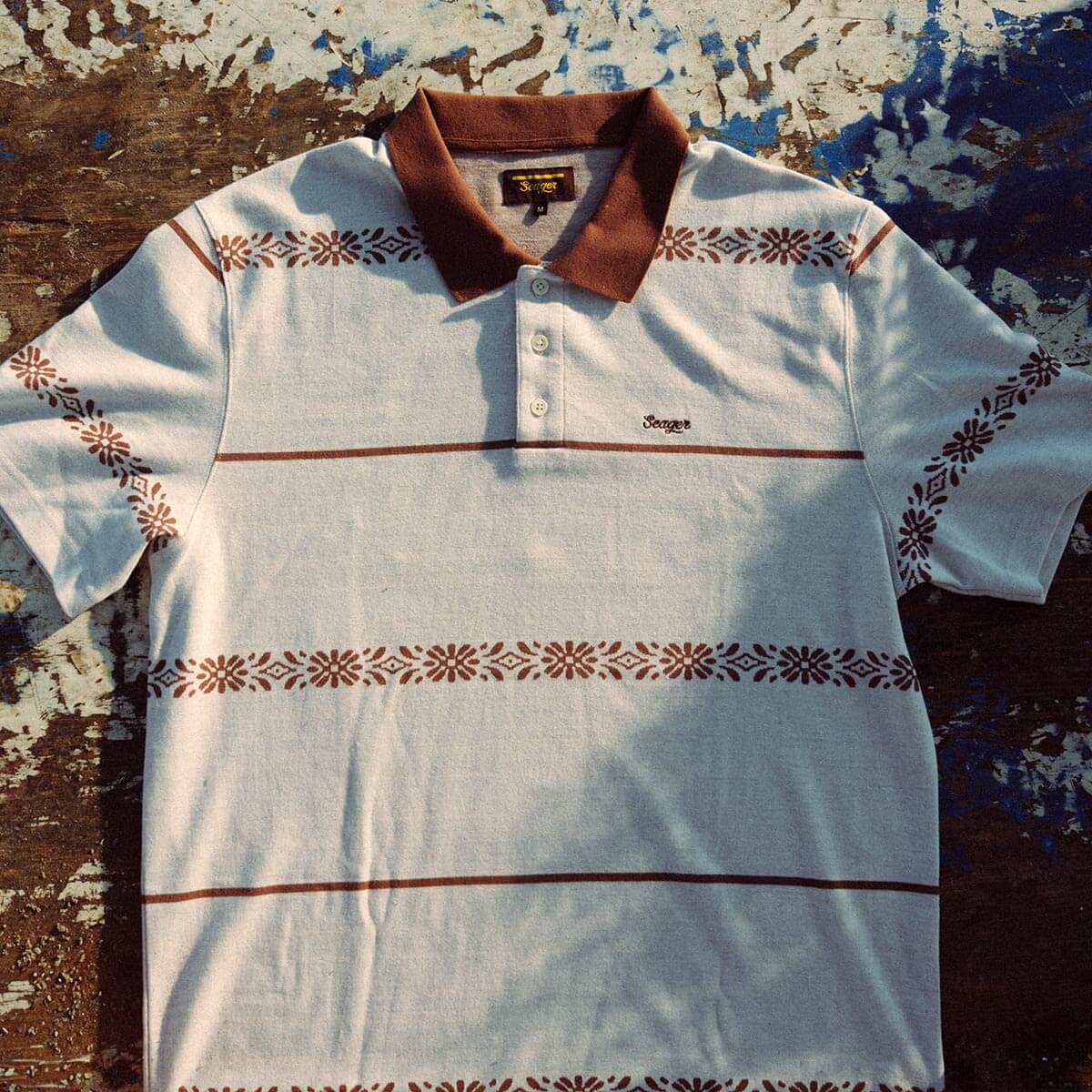 Seager M Azteca Tile Polo WHITE