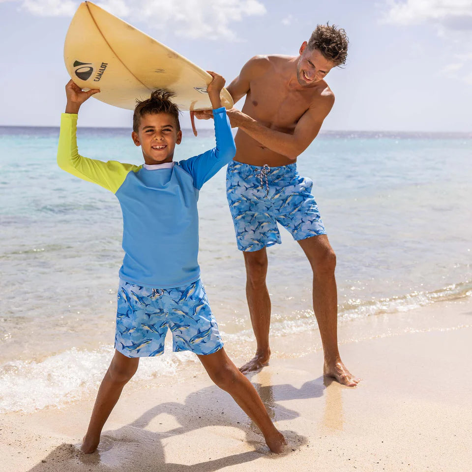 Snapperrock Kids LS Citron Splash Rash Top BLUE